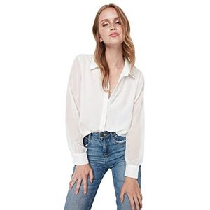 Trendyol Vrouwen Regular Standaard Shirt Kraag Geweven Shirt, Kleur: wit, 64
