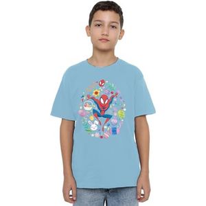 mandarin creative ltd Spiderman Pasen Circle Unisex Kids T-shirt, lichtblauw, 12-13 jaar jongens, Lichtblauw, 12-13 Jaren