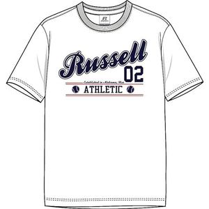 RUSSELL ATHLETIC Heren Bases-s/S Crewneck Tee T-shirt, wit, XL