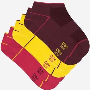 Dim Korte sokken voor dames, gekleurd, sport, lage belasting, 3 stuks, Bourgondië/Cyber-Geel/Roze Flash, 39-42 EU