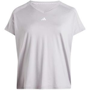 adidas Dames AEROREADY Train Essentials Minimal Branding V-Neck Tee (Plus Size), glory grey, XL Plus