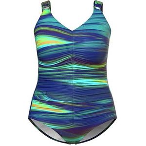 Ulla Popken - Badpak - Donkerblauw - Raffung - Softcups - Eendelig Badpak voor Dames