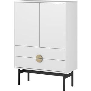 Selsey Commode opbergkast 2 deuren 2 laden kast ladekast hoog 85 cm Stoon wit