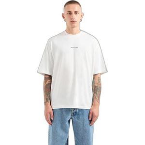 Armani Exchange Heren Central Text On Front and Back Oversized Fit Tee T-shirt, off-white, S