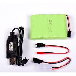 AFTERTECH Accu Ni-MH 6 V 2400 mAh 73 x 52 x 15 mm met USB-oplaadkabel en stekker SM 2P Ket JST E3E3