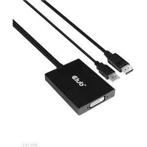 Club 3D CAC-1010 DisplayPort naar DVI Dual-Link DVI-D actieve adapter voor uw monitor/scherm - USB A gevoed - HDCP met 2560x1600 resolutie NIET voor Apple Cinema Monitors, zwart