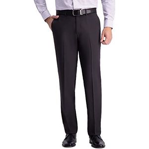 Haggar Heren Premium Comfort Straight Fit Flat Front Dress Pant, houtskool, 34W / 34L