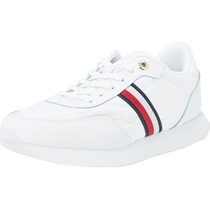 Tommy Hilfiger Dames Essential Runner Global Stripes Sneakers, Wit, 6.5 UK, Wit, 40 EU