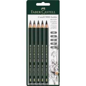 Faber-Castell 119397-5 potloden Jumbo CASTELL 9000, inhoud: HB, 2B, 4B, 6B, 8B