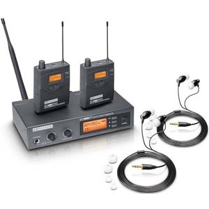 LD Systems MEI 1000 G2 B6 Bundle - in-ear monitoring systeem draadloos met 2 x riempack en 2 x in-ear hoofdtelefoons - 655-679 MHz