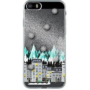 BigBen Connected hoes beschermhoes hard case voor iPhone 5/5S/SE, motief vloeistof met zilverkleurige pailletten Snow Town zilver