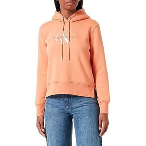 Calvin Klein Jeans Archival Monologo Hoodie voor dames, Tropisch Oranje, XS