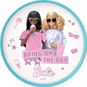 Plat wit en lichtblauw bord voor jongens en meisjes van kunststof Barbie met antislip onderkant