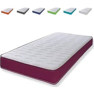 Extreme Comfort Cooltouch Kleuren Paarse Golf Hybride Memory Foam & Pinna-Coil Binnenvering Matras Met Paarse Rand 18cm Diep, 2ft6 Kleine Enkele 75cmx190cm