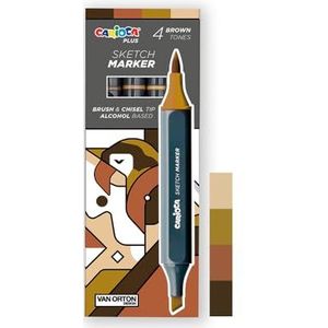 Carioca Plus Sketch Marker, dubbele punt, bruine tinten, 4 stuks