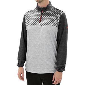 Island Green Heren Wicking 4 Way Stretch Golf 1/4 Pullover, Charcoal/Light Grey Marl, L