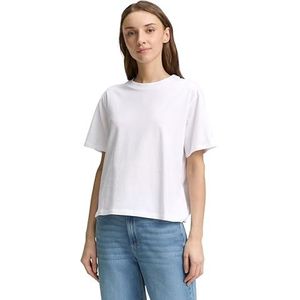 TOM TAILOR Denim Boxy Fit T-shirt voor dames, 20000 - wit, L