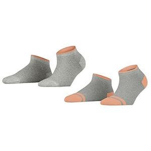 ESPRIT Mesh Stripe 2-Pack Vrouwen Sneakersokken Duurzaam Biologisch Katoen Zwart Wit Meer kleuren kort eenkleurig Multipack 2 Paar