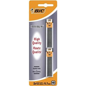 BIC Grafietvullingen – 0,7 mm HB, blister met 2 verpakkingen met elk 12 vullingen