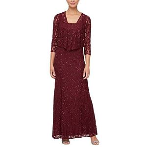 Alex Evenings Dames lange kanten jas speciale gelegenheid jurk, wijn, 18 (pak van 2), Wijn, 42