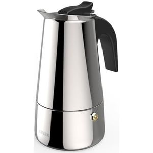 Xavax Italiaans koffiezetapparaat van roestvrij staal (Espresso, 4 kopjes 200 ml, geschikt voor alle warmtebronnen), zilverkleurig
