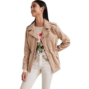 Desigual CHAQ_AMAR Faux Leather Jacket, Brown, XS