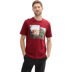 TOM TAILOR Heren T-shirt, 13721, bordeauxrood, L