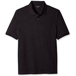 Amazon Essentials Men's Poloshirt van piqué-katoen met normale pasvorm (verkrijgbaar in grote en lange maten), Zwart, XL