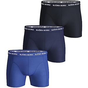 Björn Borg 2019 Heren 3-Pack Shorts Noos Solids Boxer Briefs, Blauw (Skydiver), S