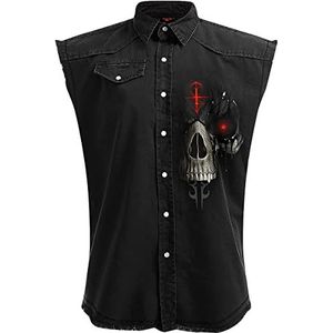 Spiral Dark Death Vest zwart M 100% katoen Biker, Gothic, Rock wear, Schedels