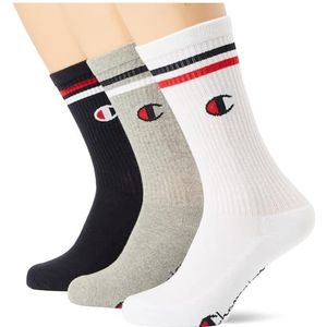 Champion Seasonal Socks C-logo 3PP Crew sokken, grijs/wit/zwart (EM010), 43-46 uniseks - volwassenen, grijs/wit/zwart (EM010), 43-46 EU