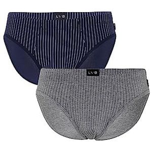 LVB Classic Cotton Modal Bi-Pack Slip (2 stuks) voor heren, grijs gemêleerd + marineblauw, S