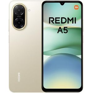 Redmi A5 Smartphone, 4+128GB, Gold, Super clear 32MP AI camera, 5200mAh battery, Powerful octa-core processor, Immersive 6.88"" 120Hz display (No power adapter included)