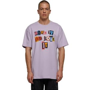 Mister Tee Upscale Unisex T-shirt Hate it or Love It Oversized Tee, uniseks T-shirt met opdruk, oversized fit, katoen - print T-shirt, grafisch T-shirt, lila (lilac), 3XL