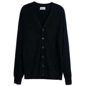 Diana Studio, Heren gebreide jas Basic Black 100% merinowol lange mouwen maat XL Regular Fit, Zwart, XL