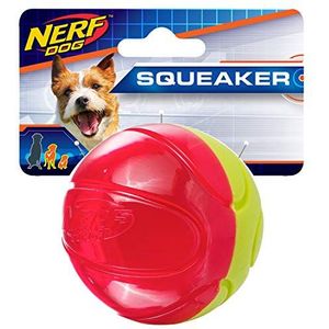 Nerf Dog Basketbal hondenspeelgoed met interactief piepend geluid, licht, duurzaam en waterafstotend, 6,3 cm, voor kleine en middelgrote rassen, eenheid, groen/rood