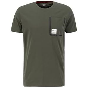 Alpha Industries Label Pocket T Shirt voor Mannen Dark Olive