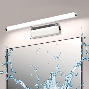 Dehobo Led-spiegellamp voor badkamer, 42 cm, 9 W, spiegellamp badkamer met schakelaar, IP44, wandverlichting, neutraal wit, 4000 K, 730 lm, voor badkamer, badkamerlamp, roestvrij staal, spiegel,