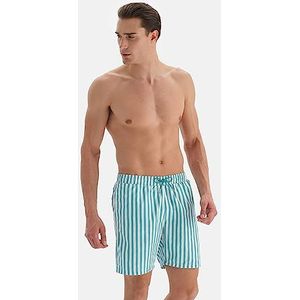 Dagi Heren bedrukte zwemshorts, Groen - Wit, XL