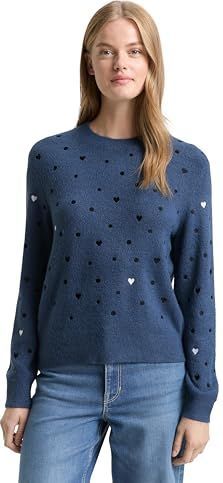 TOM TAILOR Denim Damestrui, 39192 - Blauw Zwarte Stippen En Harten, XL