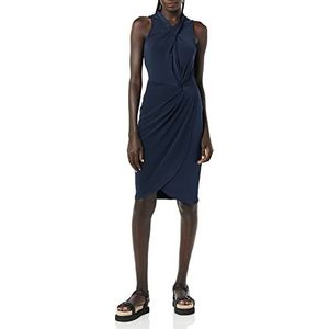 Amazon Essentials Dames mouwloze crossover twist hals faux wrap jurk, marineblauw, L