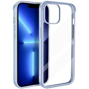 ASOBEAGE Metalen frame hoes voor iPhone 13, stootvast, slank, krasbestendig, vergelingsvrij, transparant (lichtblauw)