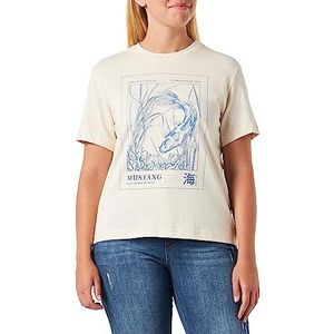MUSTANG Dames stijl Alina C Print T-shirt, Raw Cotton Colour 2082, S, Raw Cotton Colour 2082, S