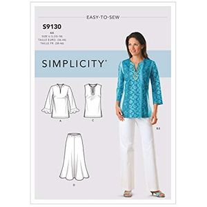 Simplicity SS9130AA snijpatroon S9130 bovenstukken en broek voor dames, verschillend, AA (10-12-14-16-18)