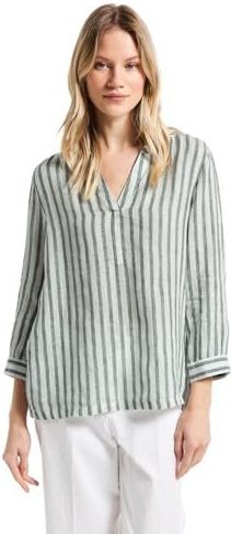 Street One Gestreepte linnen blouse voor dames, Garden Green, 34