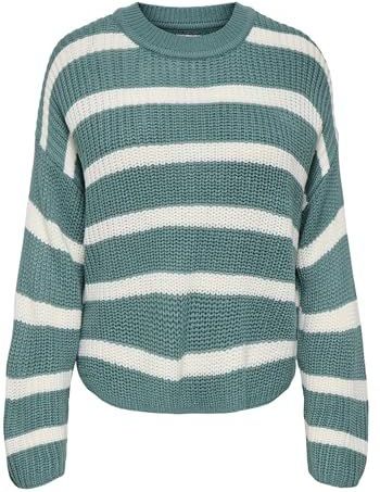 JDY - JDYJUSTY - Gebreide Trui - Cyaan Blauw / Wit