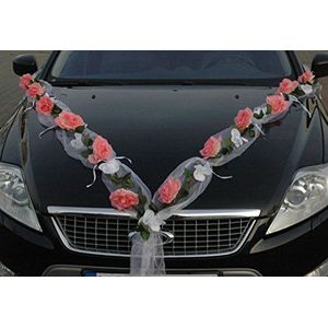 Rozen slinger auto sieraden bruidspaar roos decoratie autodecoratie bruiloft car auto wedding deco auto auto