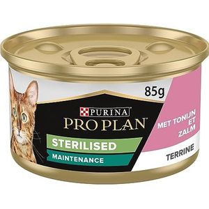 PURINA Pro Plan ® Sterilised Adult Kat Terrine Rijk aan Zalm en Tonijn kattenvoer nat 85g (24 Blikjes; 2,04kg)