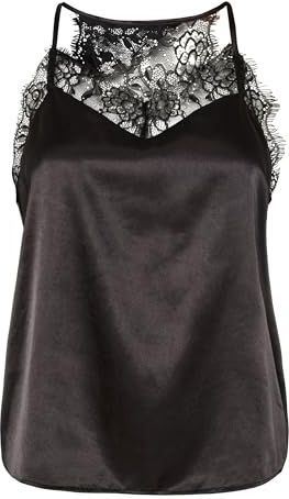 Pieces - JAHARA - Top - Effen - Regular Fit - Satijn met Kant