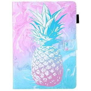 Beschermhoes voor tablet, beschilderd voor iPad 9.7 – 2017/2018, met verschillende motieven en kaartsleuven, blauw roze pineapple
